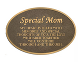 Loss of Mother Memorial: Engraved Brass Plaque
